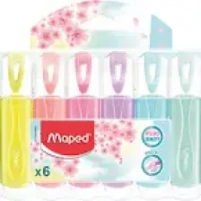 Maped 6'lı Fosforlu Kalem Seti - Pastel Renkler, Kompakt Boyut, Yüksek Parlaklık ve Keçeli Uç ile Eşsiz Tasarım