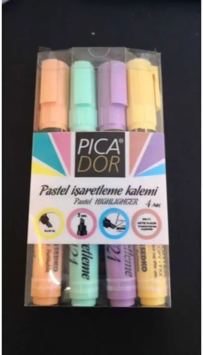 Picador 421 Pastel Fosforlu  Karışık Kalem 4'lü