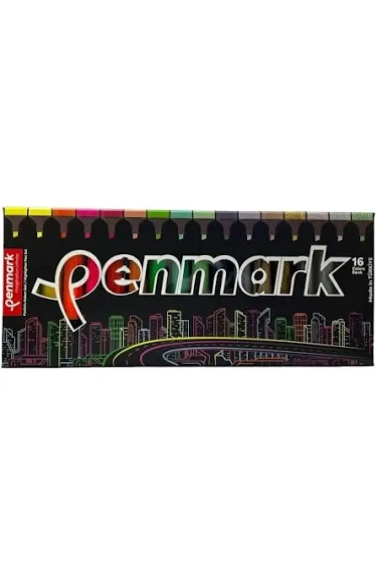 Penmark 16 Renk Fosforlu Kalem Seti Standlı Kutulu