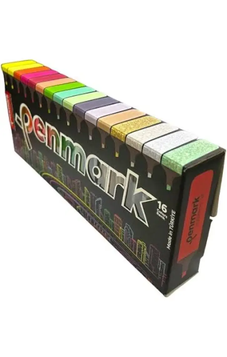 Penmark 16 Renk Fosforlu Kalem Seti Standlı Kutulu