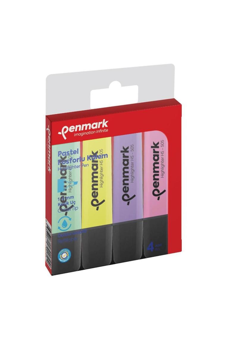 Penmark Fosforlu Kalem 4lü Asetat Karışık Renk Pastel HS-505 4p