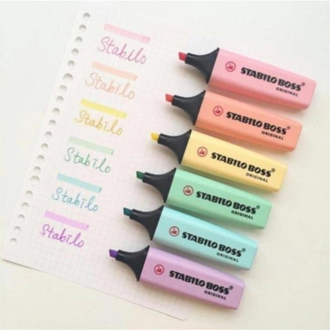 Stabilo Boss Original Fosforlu Kalem 6'lı Set - Pastel Renkler, 2-5 mm Uç Genişliği, Düz Desen