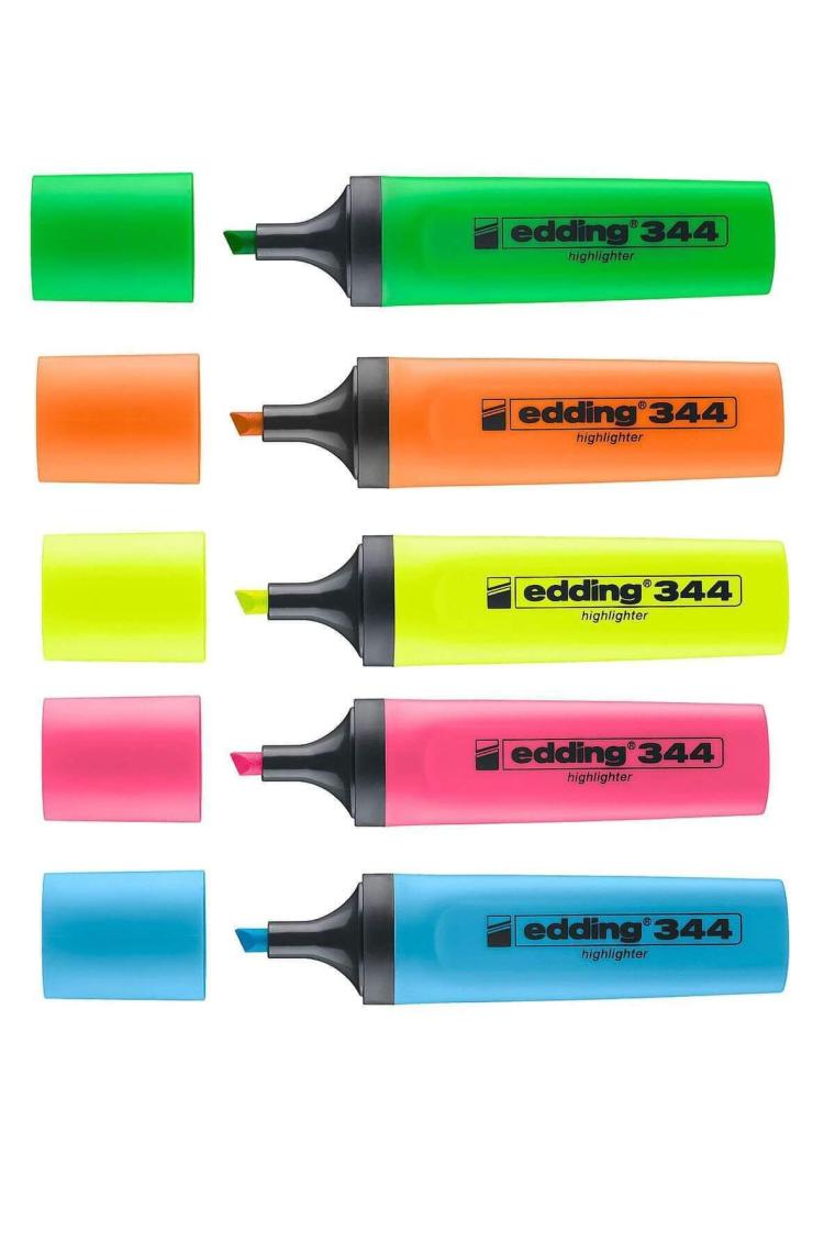 Edding 344 Fosforlu Kalem 5'Li Kutu 5 Renk
