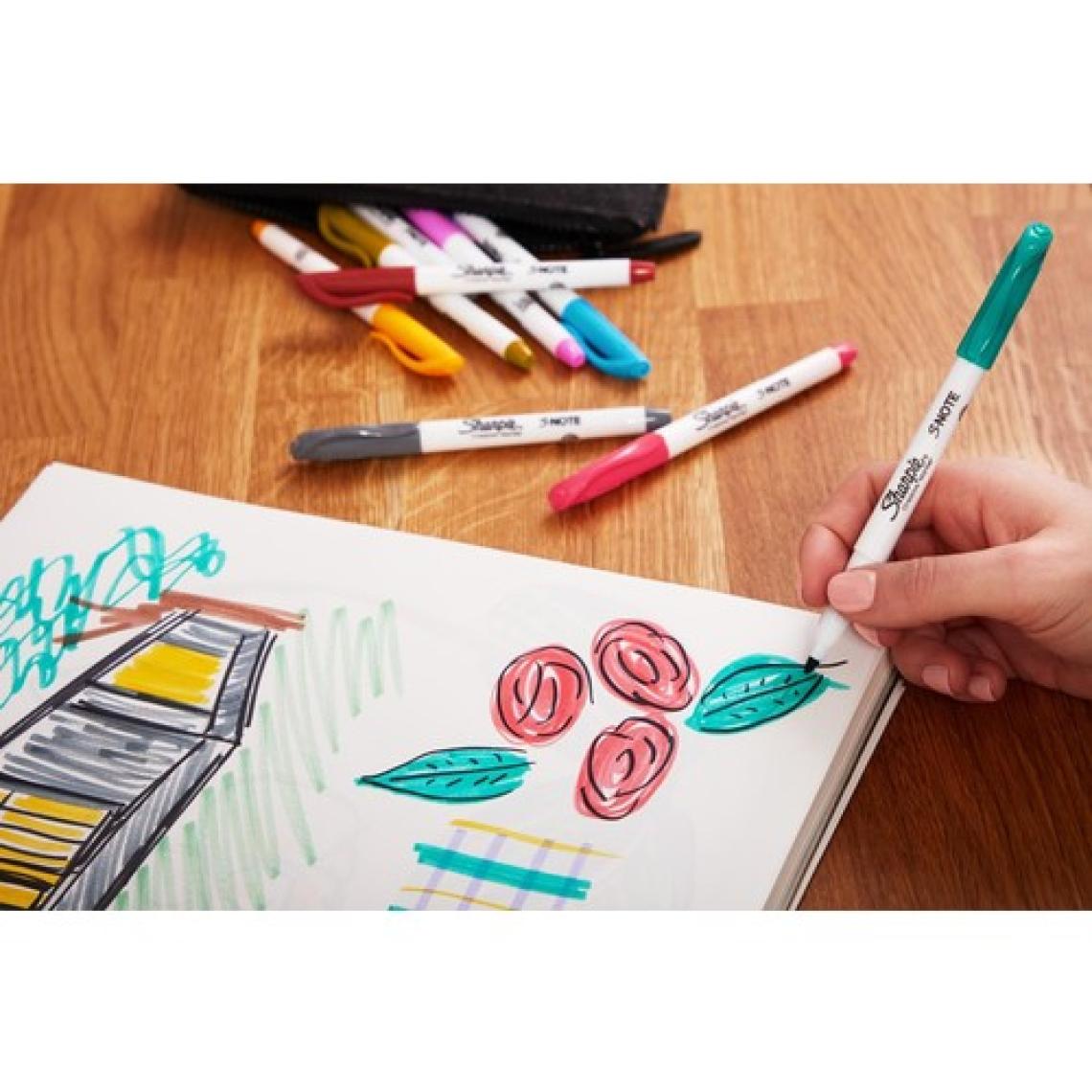 SHARPIE SNOTE Fosforlu Kalem; Kesik uç; 12'li Karışık Renk