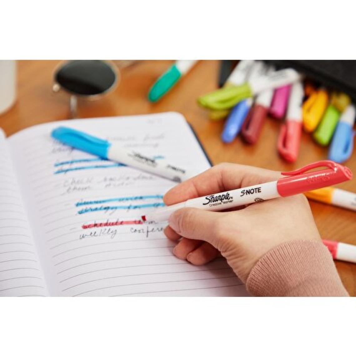 SHARPIE SNOTE Fosforlu Kalem, Kesik uç, 4'lü Karışık Renk