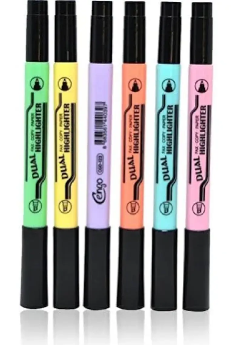 Cengo Çift Taraflı Pastel Renk Fosforlu İşaretleme Kalemi 6'lı Set