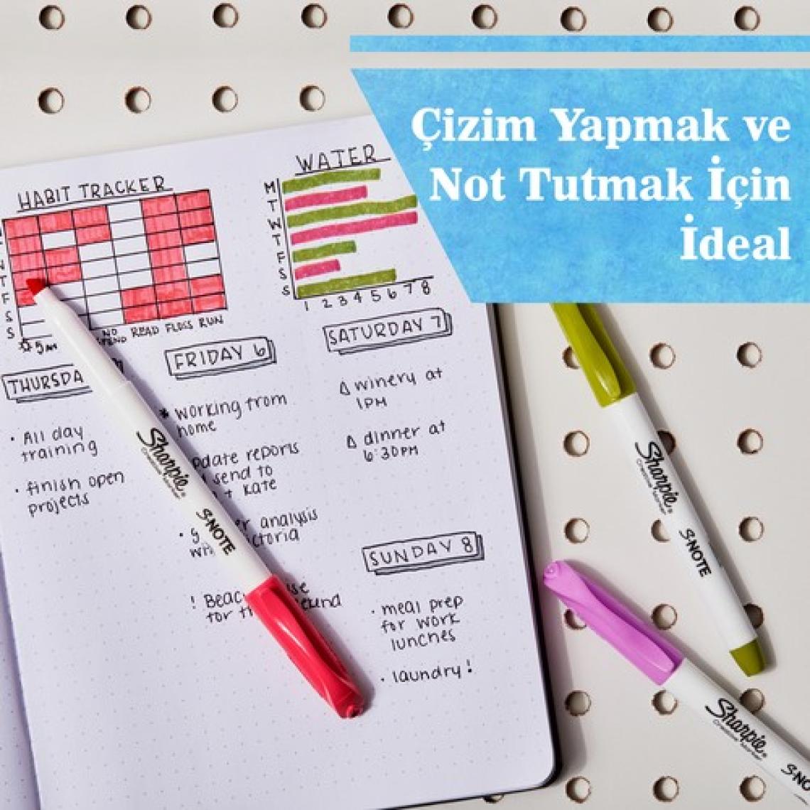 SHARPIE SNOTE Fosforlu Kalem; Kesik uç; 20'li Karışık Renk