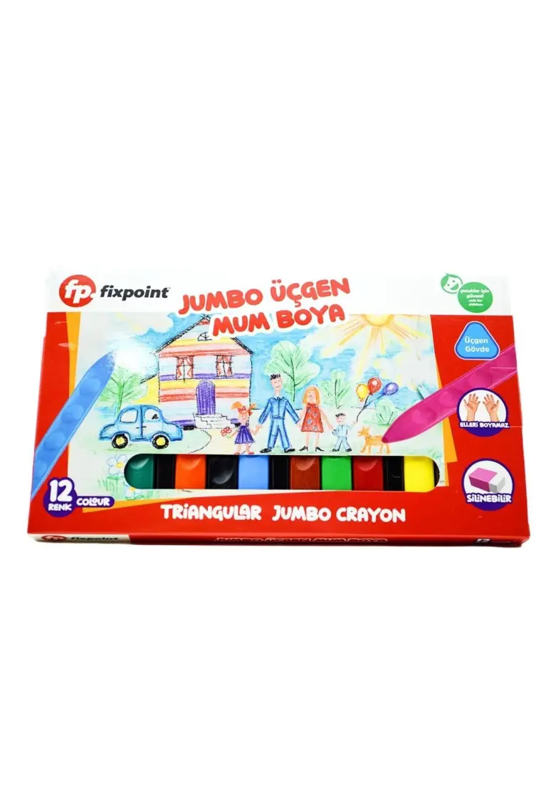 Fixpoint Jumbo Üçgen Mum Boya 12 Renk (P-2138)