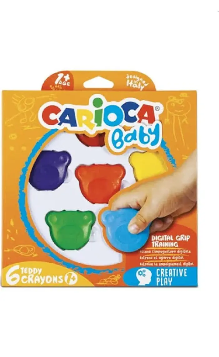 Carioca Teddy Şekilli Kirletmeyen Mum Boyalar 6'lı