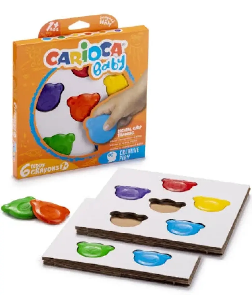 Carioca Teddy Şekilli Kirletmeyen Mum Boyalar 6'lı
