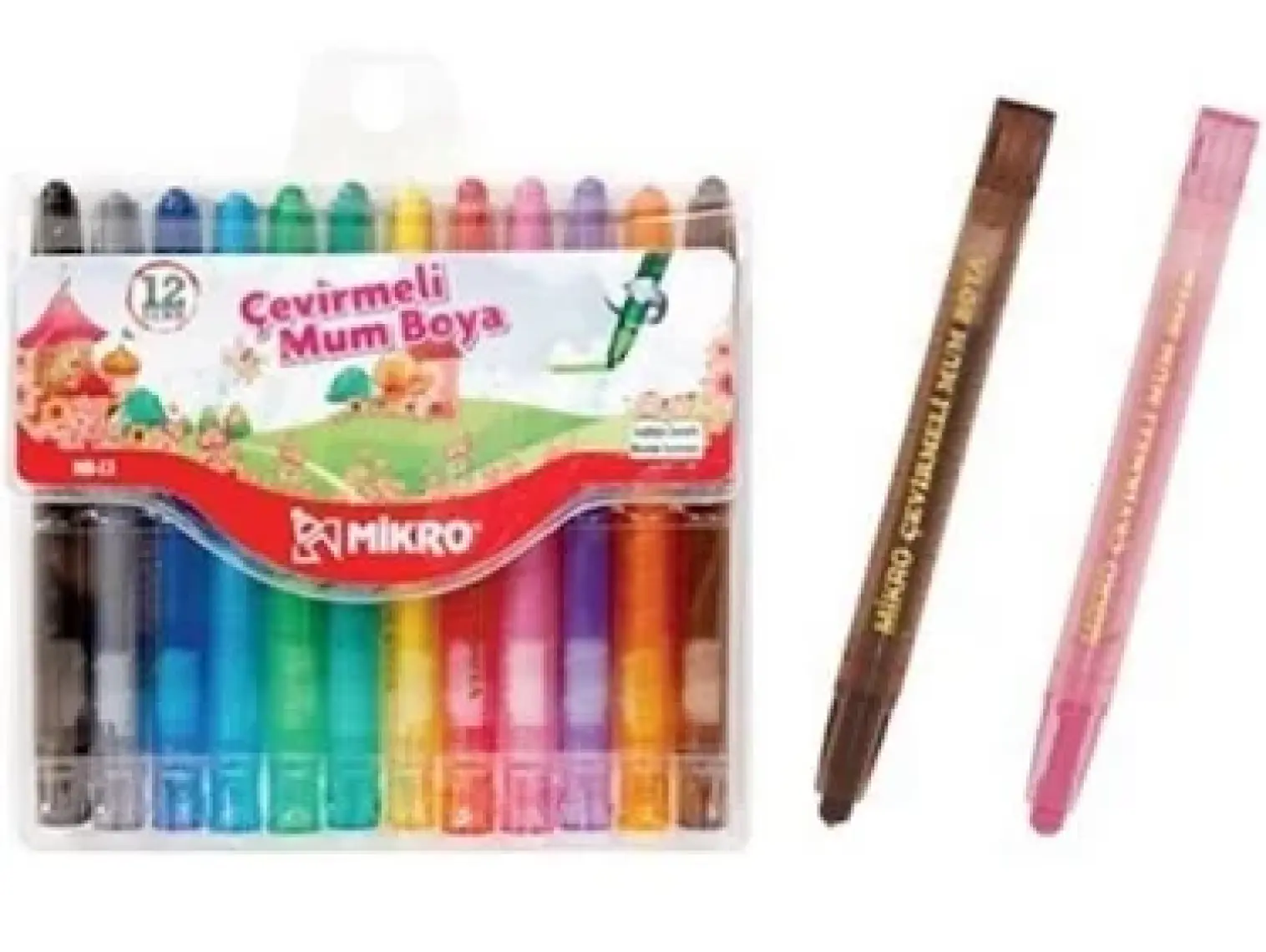 Mikro Mb-13 Çevirmeli Mum Boya 12 li Kısa