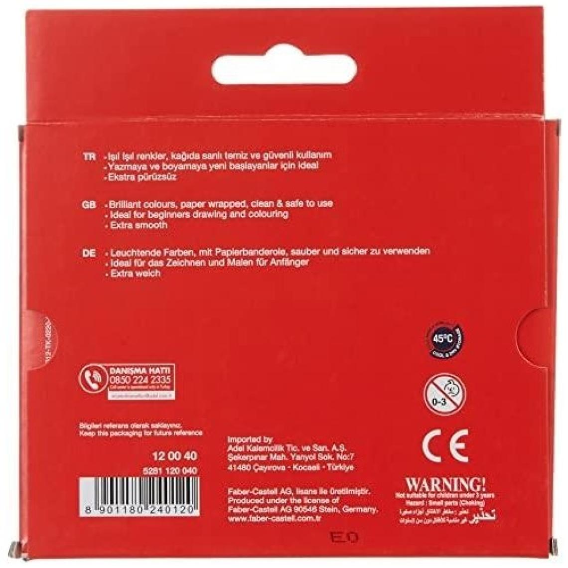 Faber-Castell 5281120040000 Süper Yıkanabilir Mum Boya 12R