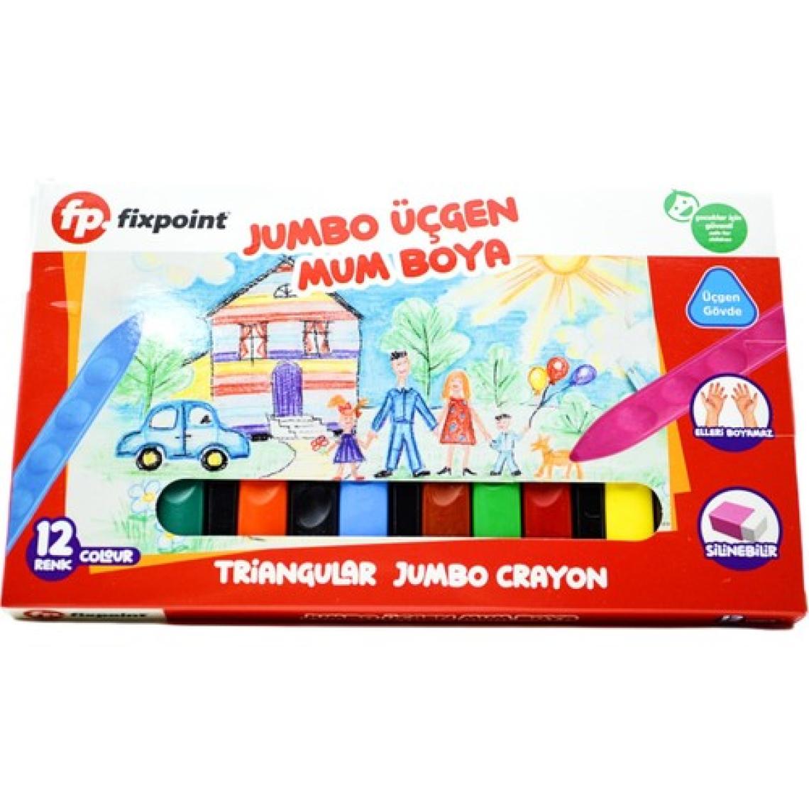 Fixpoint Jumbo Üçgen Mum Boya 12 Renk (P-2138)