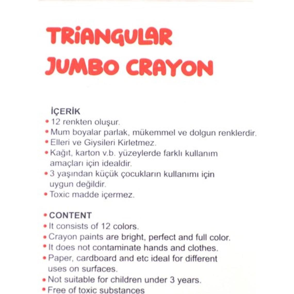 Fixpoint Jumbo Üçgen Mum Boya 12 Renk (P-2138)