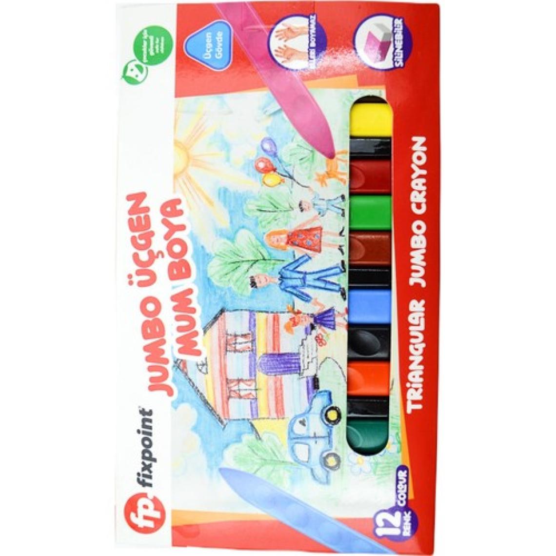 Fixpoint Jumbo Üçgen Mum Boya 12 Renk (P-2138)