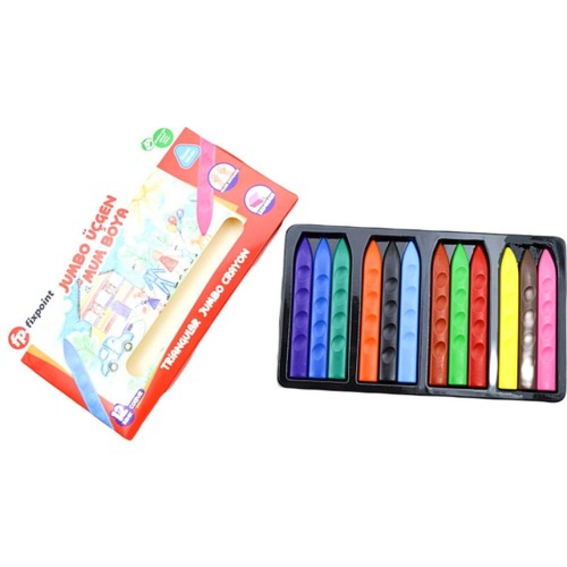 Fixpoint Jumbo Üçgen Mum Boya 12 Renk (P-2138)