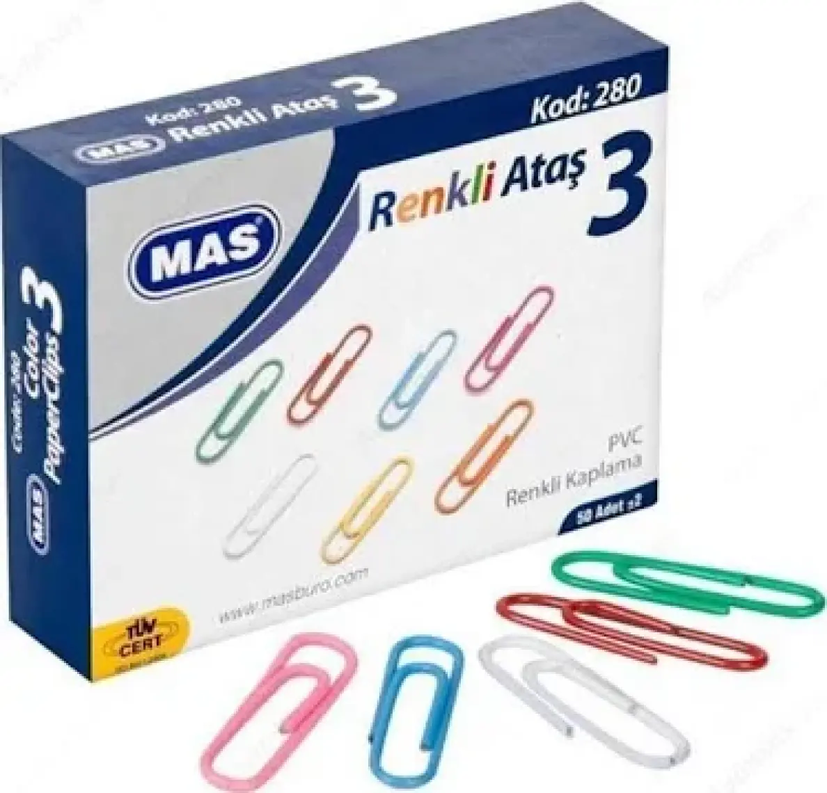 Mas 280 28 Mm Pvc Kaplı Renkli Ataş (50 Adet)