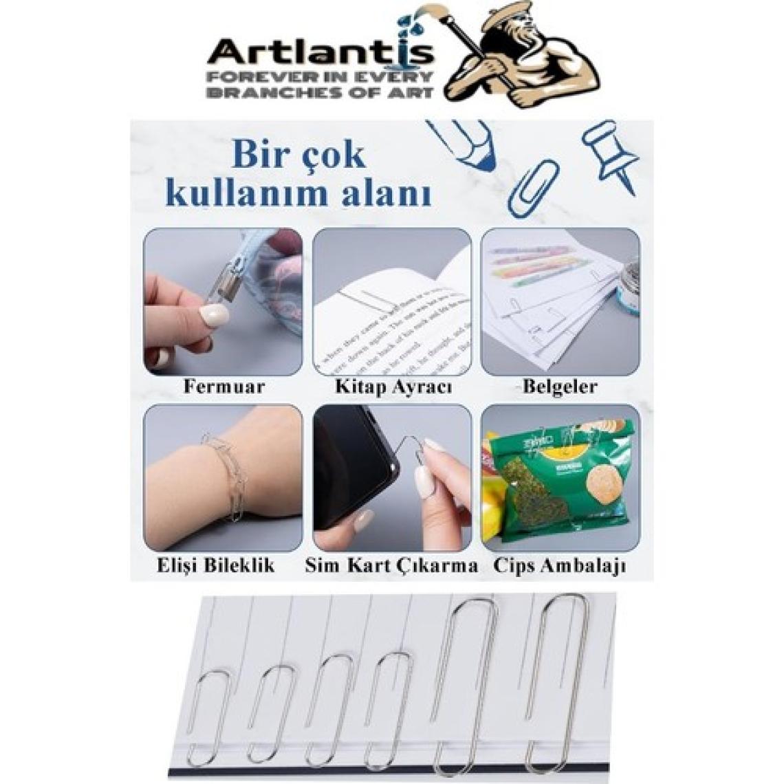 Artlantis Metal Ataş No 4 33 mm 100 Lü 1 Paket Nikel Kaplama Metal Ataç Dayanıklı Paslanmaz 20 Sayfa Kapasiteli Ofis Okul Büro
