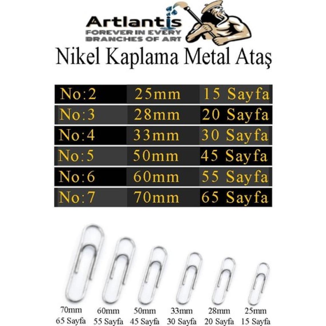 Artlantis Metal Ataş No 4 33 mm 100 Lü 1 Paket Nikel Kaplama Metal Ataç Dayanıklı Paslanmaz 20 Sayfa Kapasiteli Ofis Okul Büro