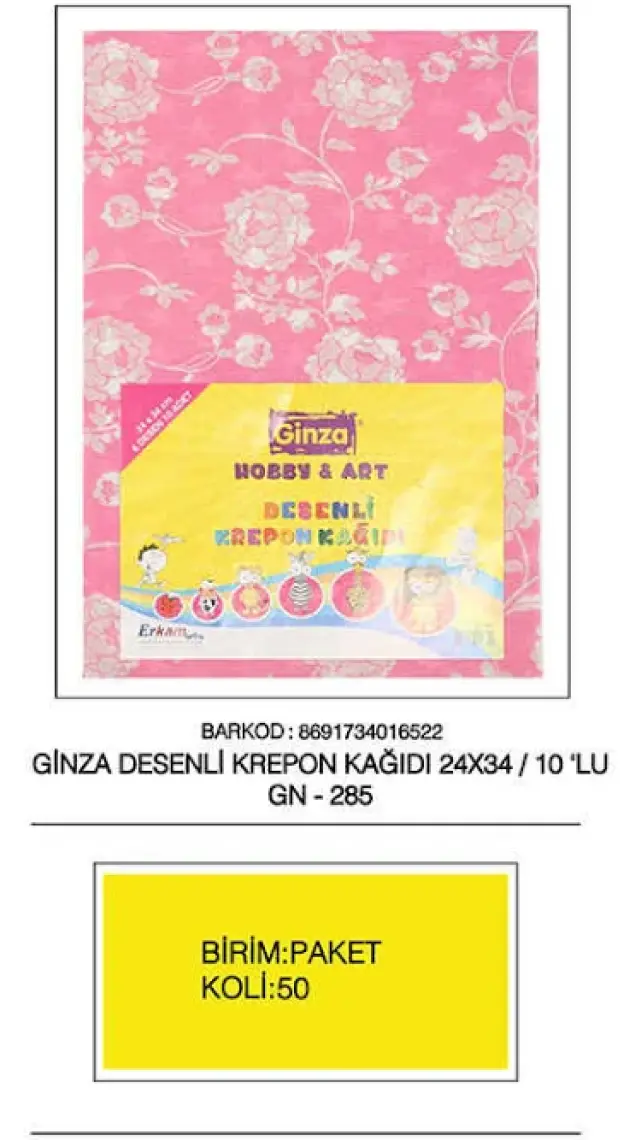 Ginza Fosforlu Oluklu Mukavva 24X34Cm 10 Lu Paket