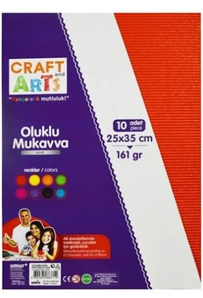 Craft And Arts Oluklu Mukavva Simli 25X35 10'Lu Karışık Poşet