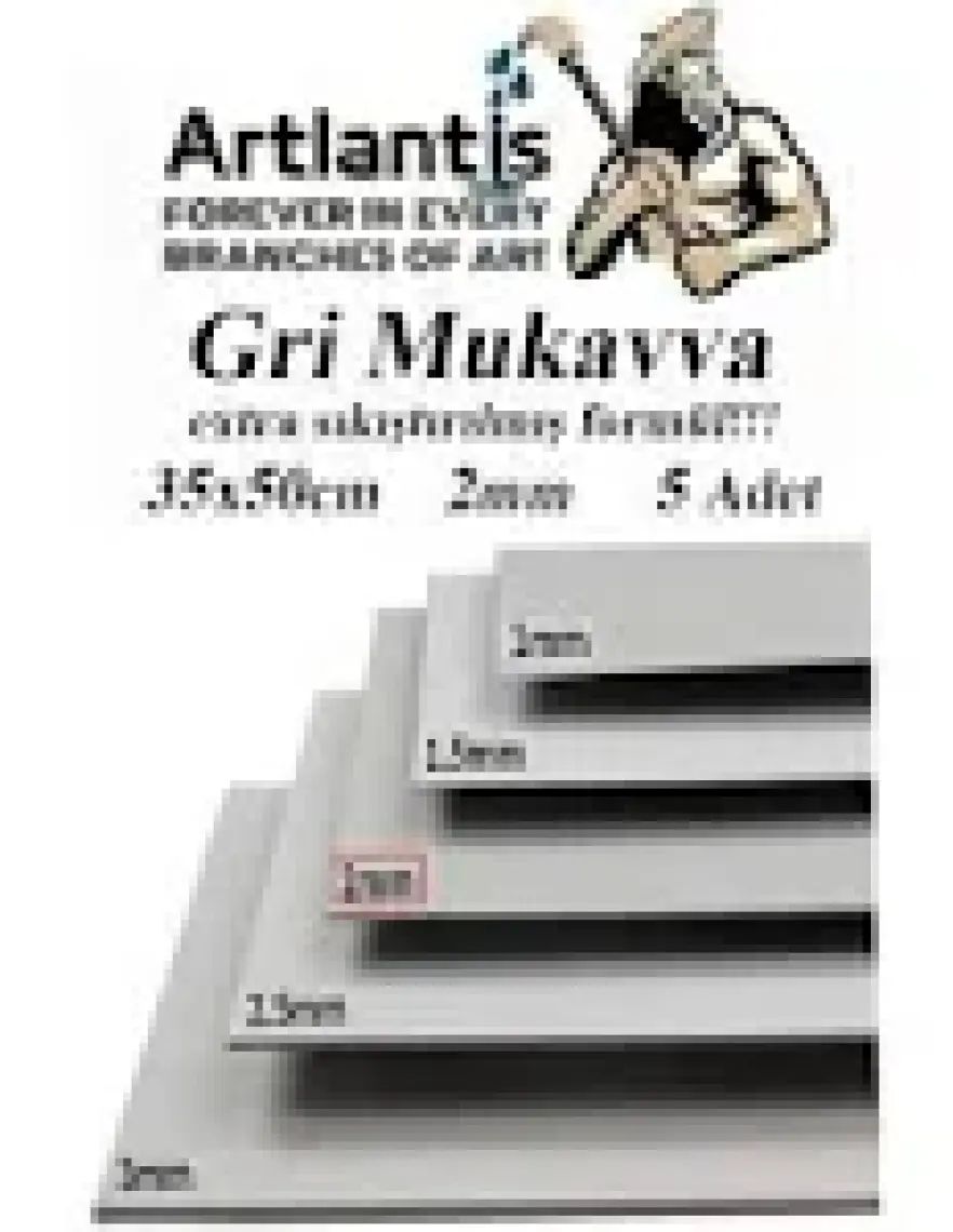 Artlantis Mukavva Gri 2 mm 35X50 cm 5 Adet Sert Karton Ekstra Sıkıştırılmış 35*50 Mukavva Gri Renkli 2mm 5 Adet