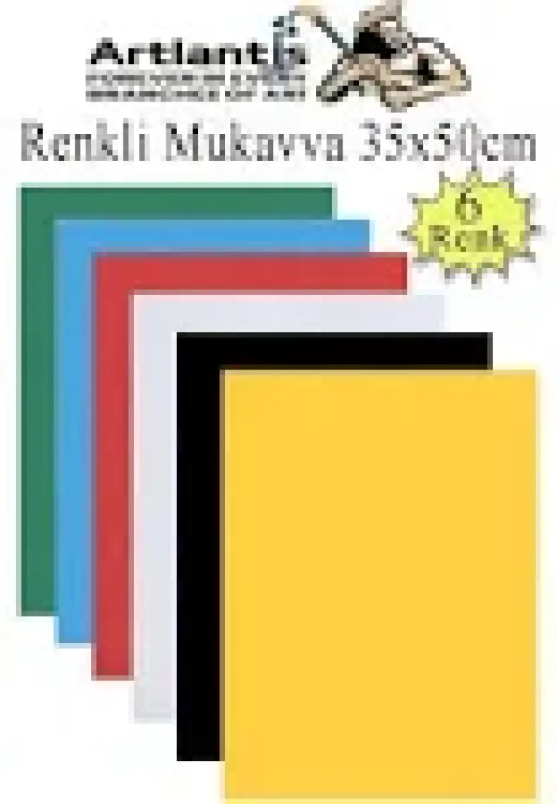 Artlantis Renkli Mukavva 6 Renk 35X50 cm 1 Paket Sert Renkli Karton 1.0 mm Okul Okul Öncesi Anasınıfı Hobi Etkinlik
