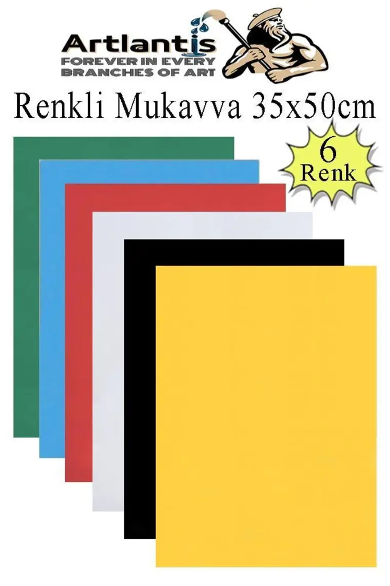 Artlantis Renkli Mukavva 6 Renk 35X50 cm 1 Paket Sert Renkli Karton 1.0 mm Okul Okul Öncesi Anasınıfı Hobi Etkinlik