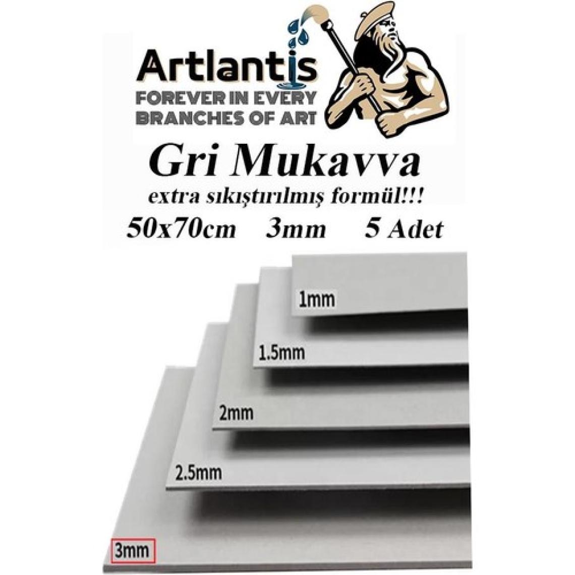 Artlantis Mukavva Gri 3 mm 50X70 cm 5 Adet Sert Karton Ekstra Sıkıştırılmış 50*70 Mukavva Gri Renkli 3mm 5 Adet