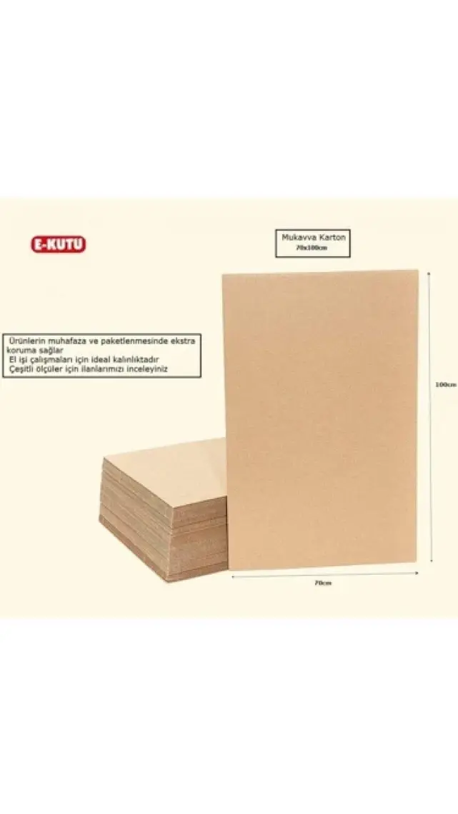 Kraft 70x100cm 3mm+6mm Oluklu Mukavva Karton 10'lu Paket Ödev Kartonu - Proje Kartonu