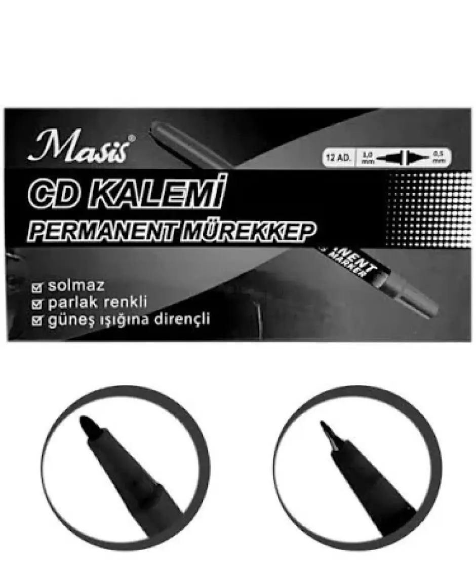 Masis CD Kalemi Çift Taraflı Ince-Kalın Uçlu 12li paket