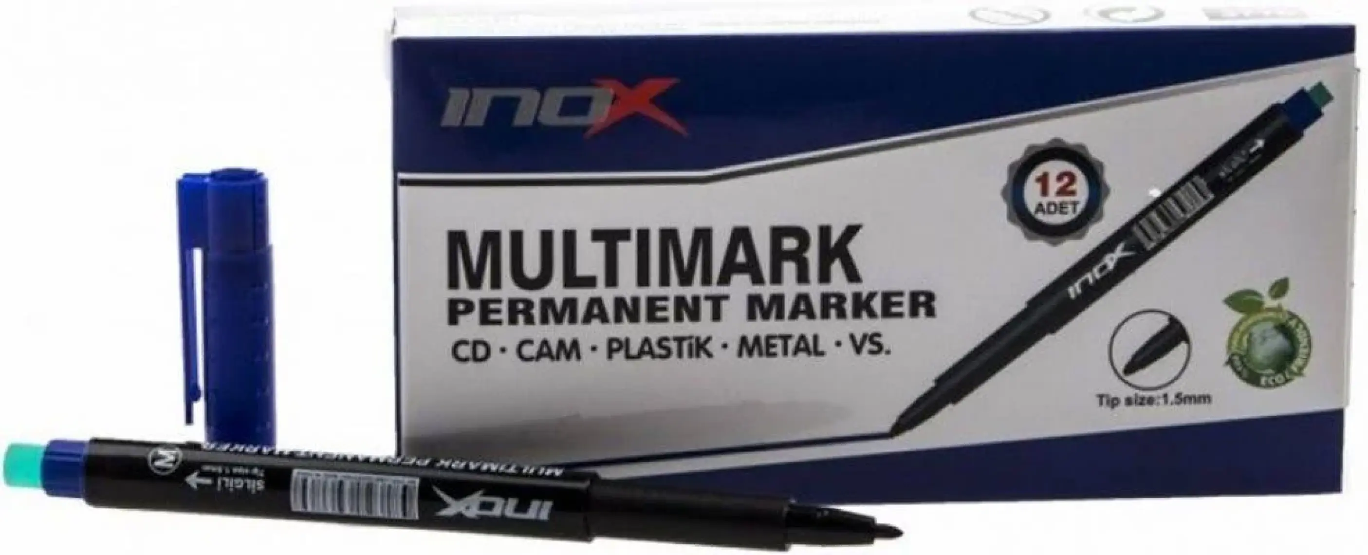 Inox  Asetat Kalemı M Mavı 12LI Kutu (3776)