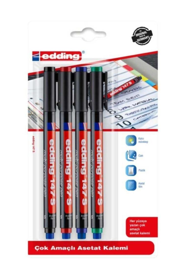 E-147S Asetat Kalemi Silgili 4 Lü Ed147P499