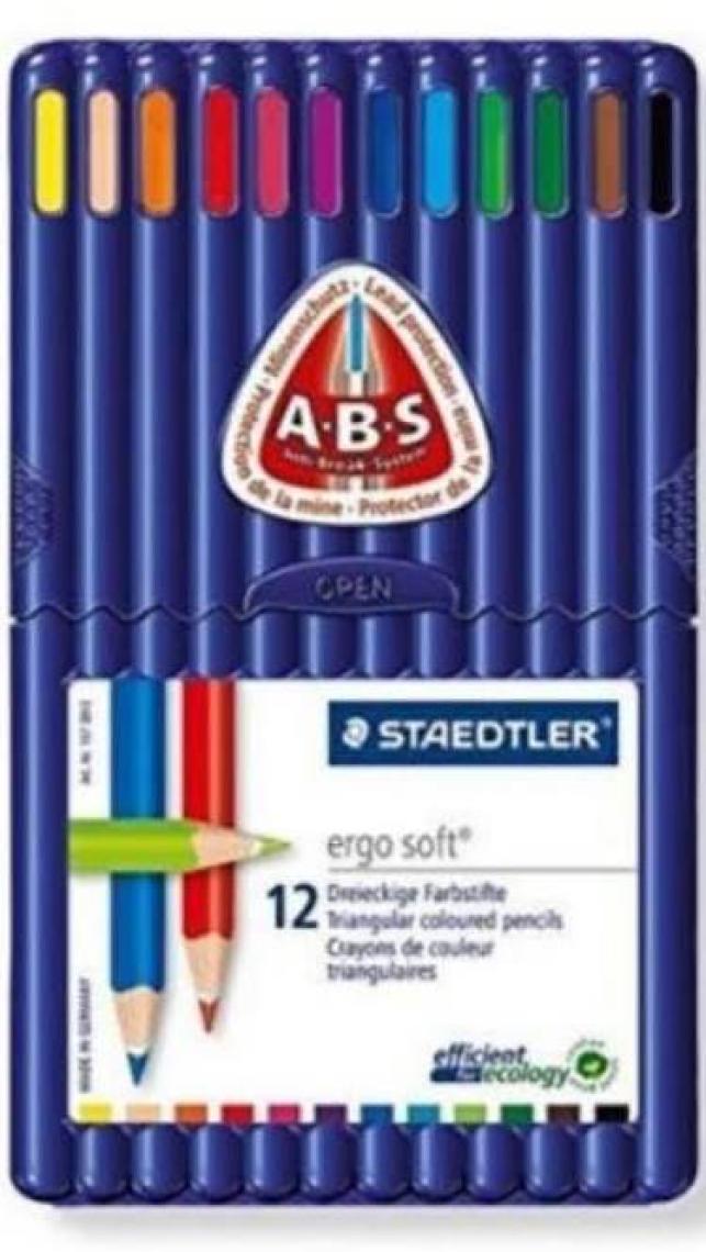 Staedtler Ergo Soft Kuruboya 12 Renk + Çanta Hediyeli
