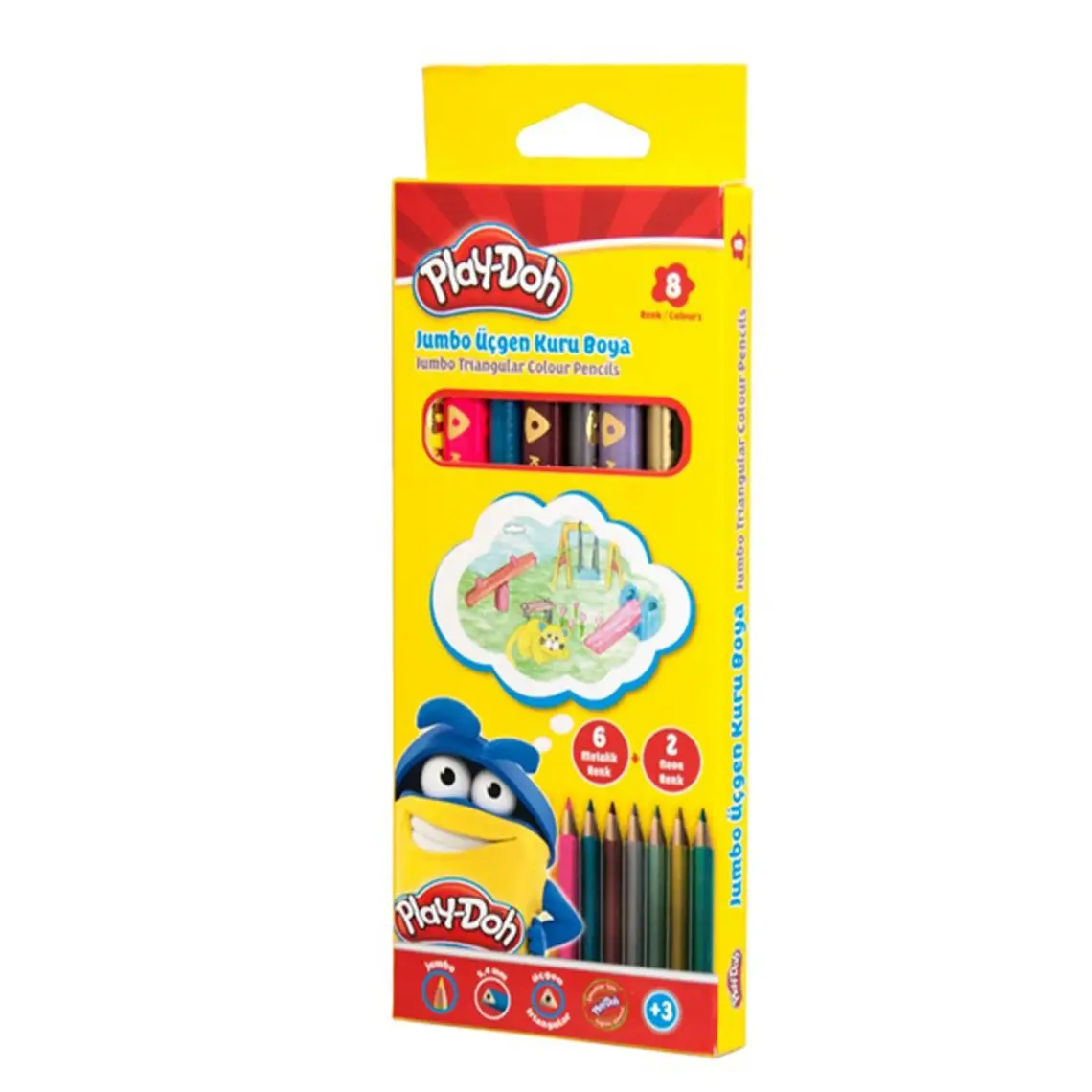 Play-Doh Kuruboya Jumbo 8 Renk Neon Play-Ku016