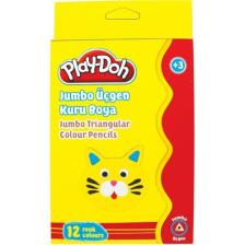 Play-Doh Ku008 12 Renk Jumbo Üçgen Kuru Boya