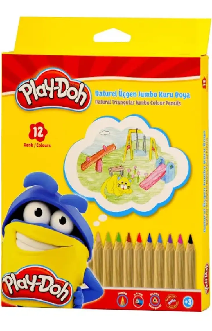 Play-Doh Ku009 12 Renk Natturel Jumbo Mini Kuru Boya