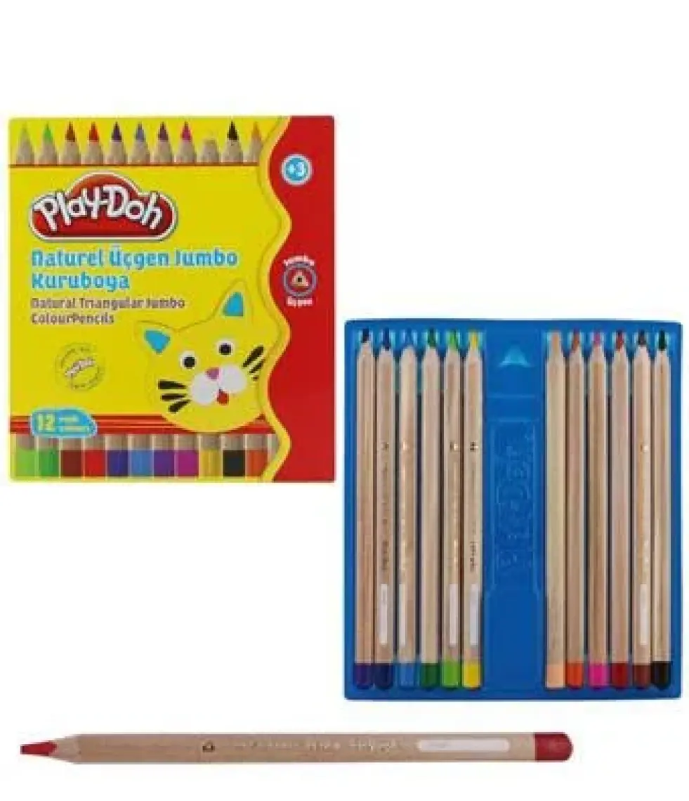 Play-Doh Ku009 12 Renk Natturel Jumbo Mini Kuru Boya