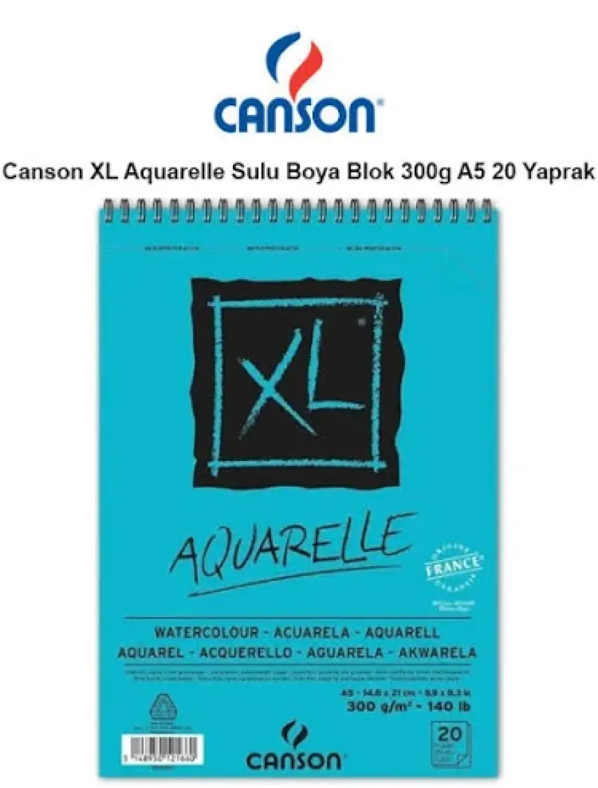 Canson Xl Aquarelle Spiralli Sulu Boya Blok - A5