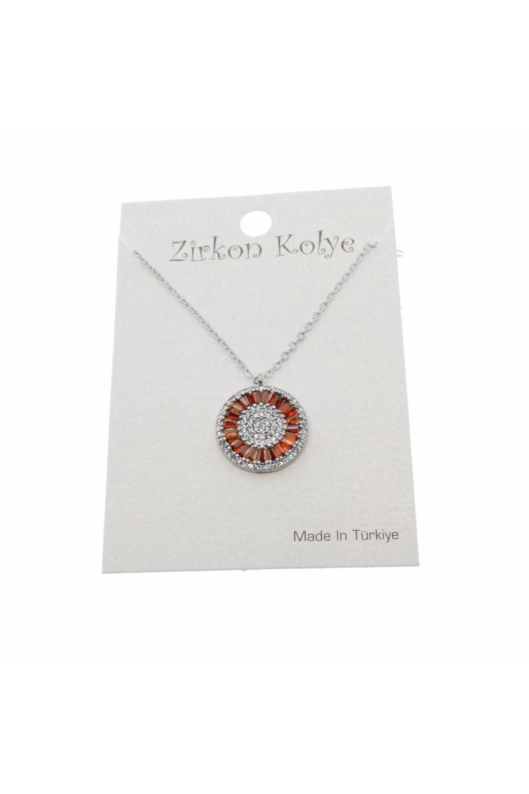 X-lady Accessories Gümüş Renk Zirkon Taşlı Yuvarlak Baget Model Zirkon Kolye - 2076