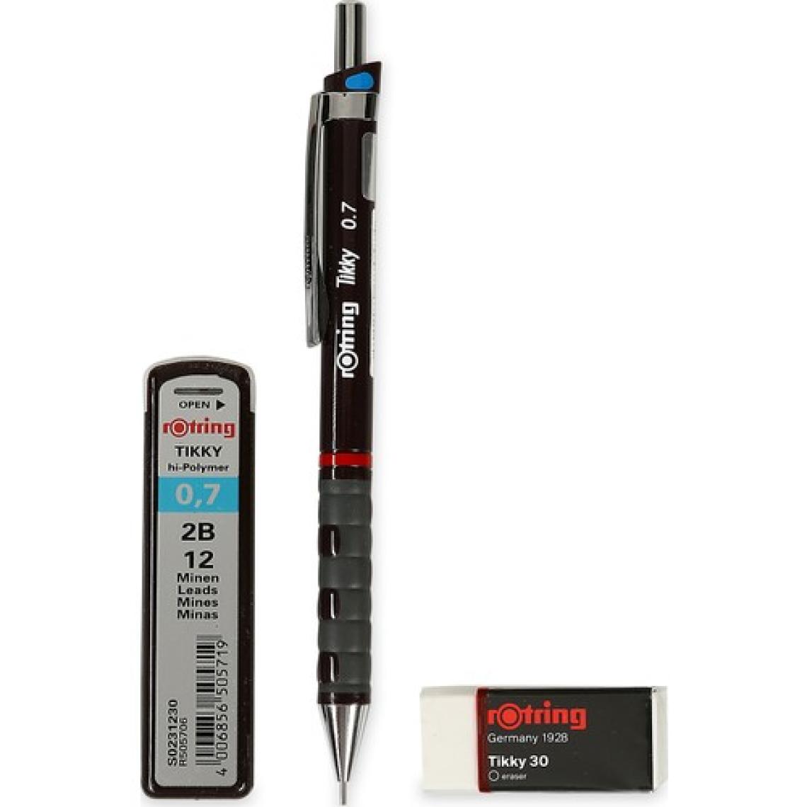 Rotring Tikky Okul Seti 0.7 mm Bordo Versatil Kalem + Silgi + Uç