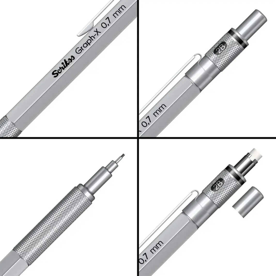 Scrikss Versatil Kalem Metal Graph-X 0.7 Mm Antrasit