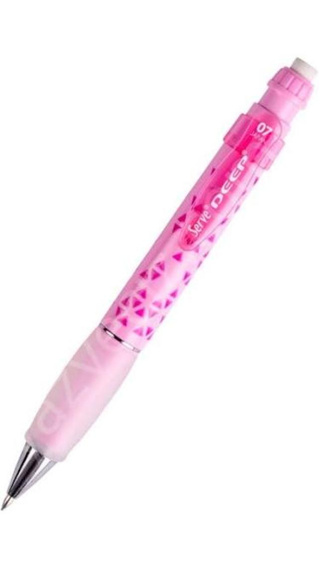 Serve Deep 0.7 mm Şeker Pembe Kauçuk Tutuşlu Mekanik Kurşun Kalem – Okul ve Ofis Kullanımına Uygun Dayanıklı Tasarım