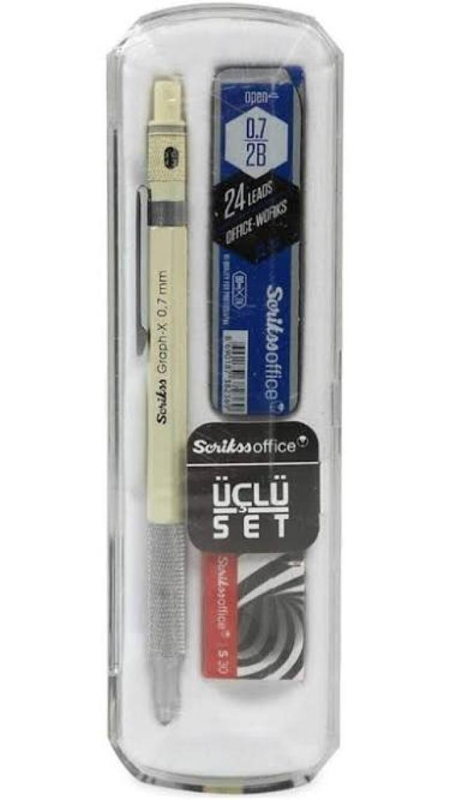 Scrikss Beyaz Graph-x 0.7 mm Kalem Silgi Uç Seti