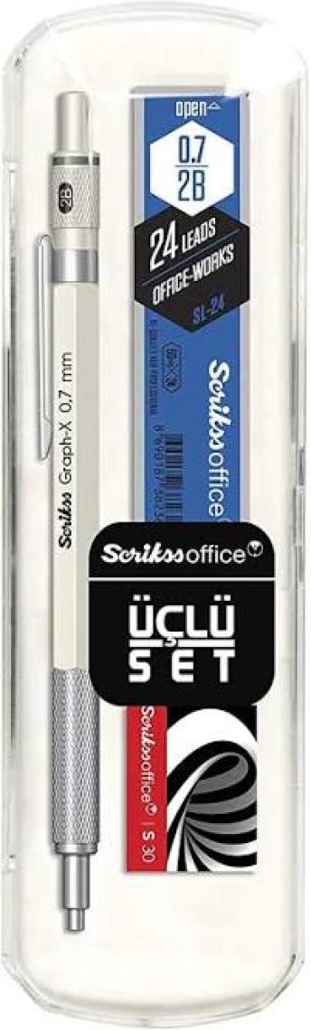 Scrikss Beyaz Graph-x 0.7 mm Kalem Silgi Uç Seti