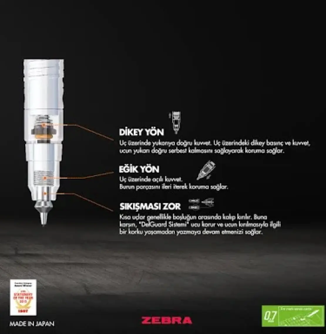 Zebra Delguard Versatil Kalem 0.7 Pembe