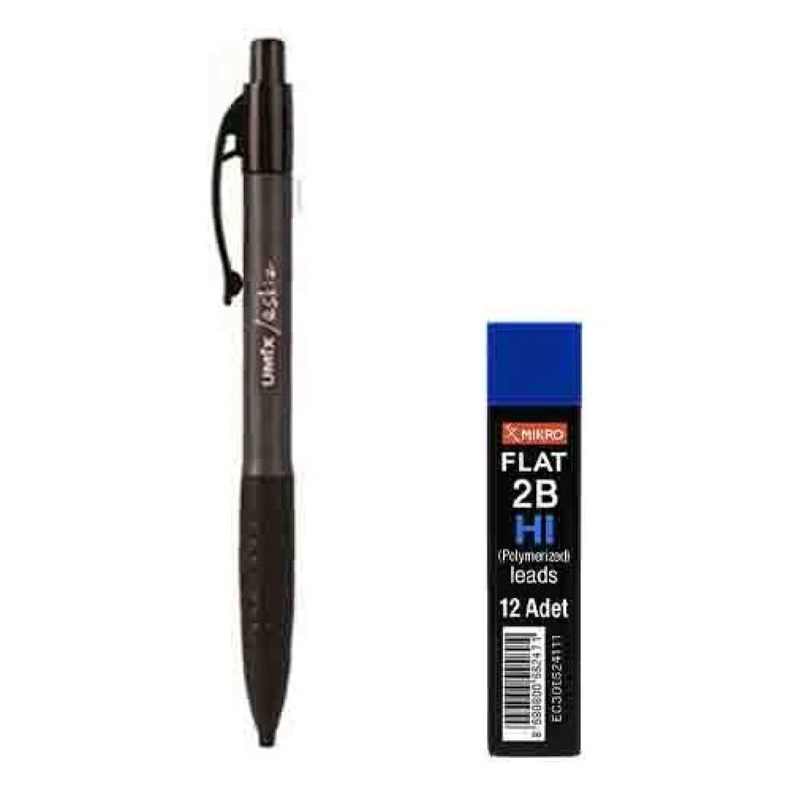 Umix Sınav / Eskiz Versatil Kalem 1.8 x 0.9 mm Siyah U1307-SI + Mikro Kalem Ucu 2b 1.8 mm