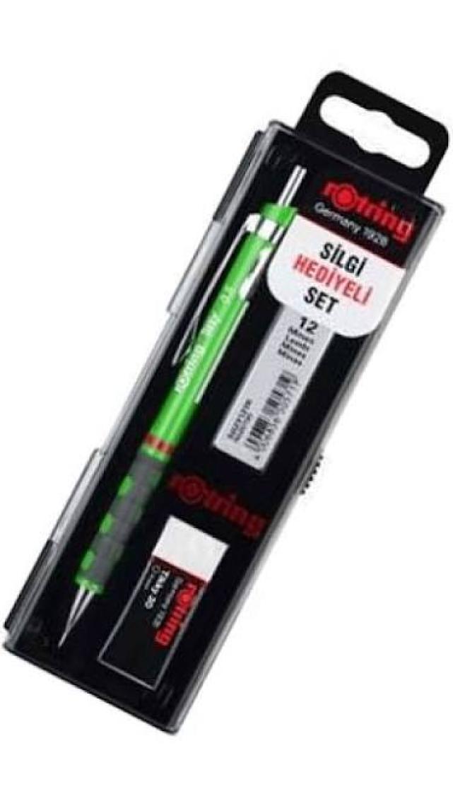 Rotring Tikky Okul Seti 0.7 mm Koyu Yeşil Versatil Kalem + Silgi + Uç