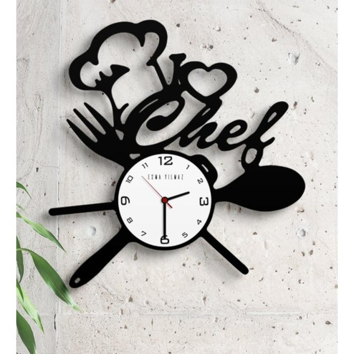 BK Kişiye Özel I Love Chef Ahşap Mutfak Duvar Saati