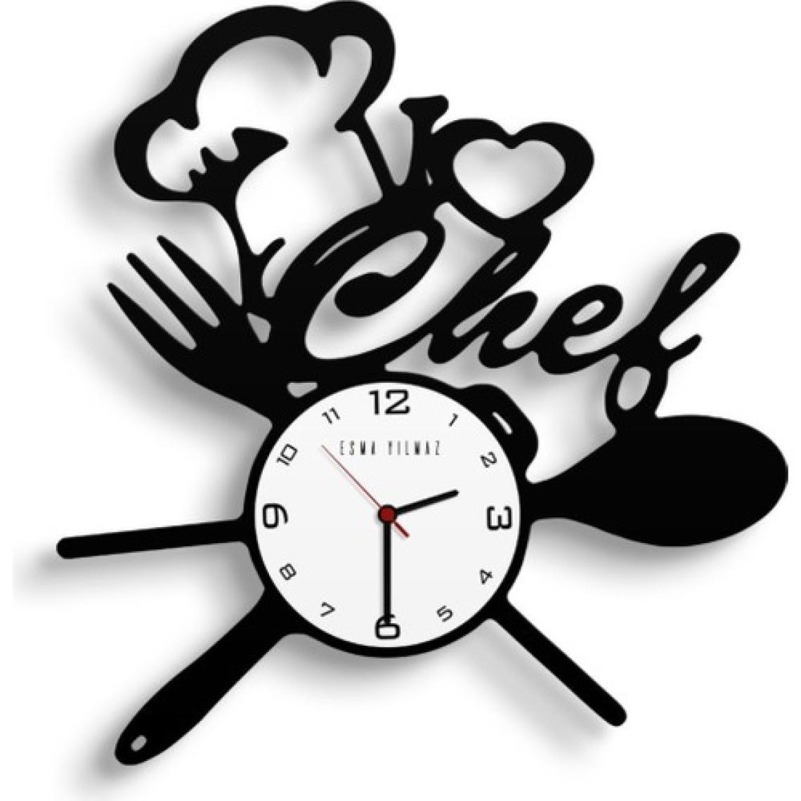 BK Kişiye Özel I Love Chef Ahşap Mutfak Duvar Saati